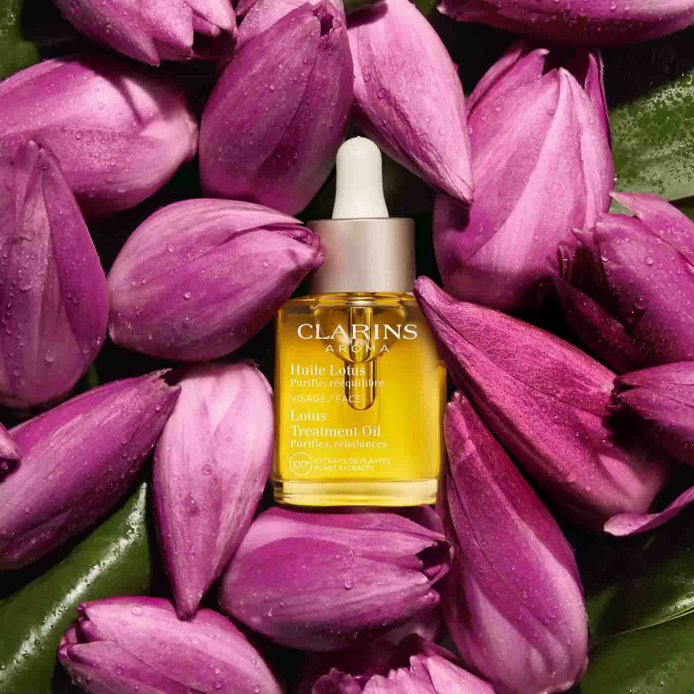Huile Visage Clarins - Huile Lotus Pour Peaux Mixtes à Grasses - Soin Purifiant Et Équilibrant - Neuf En Origine