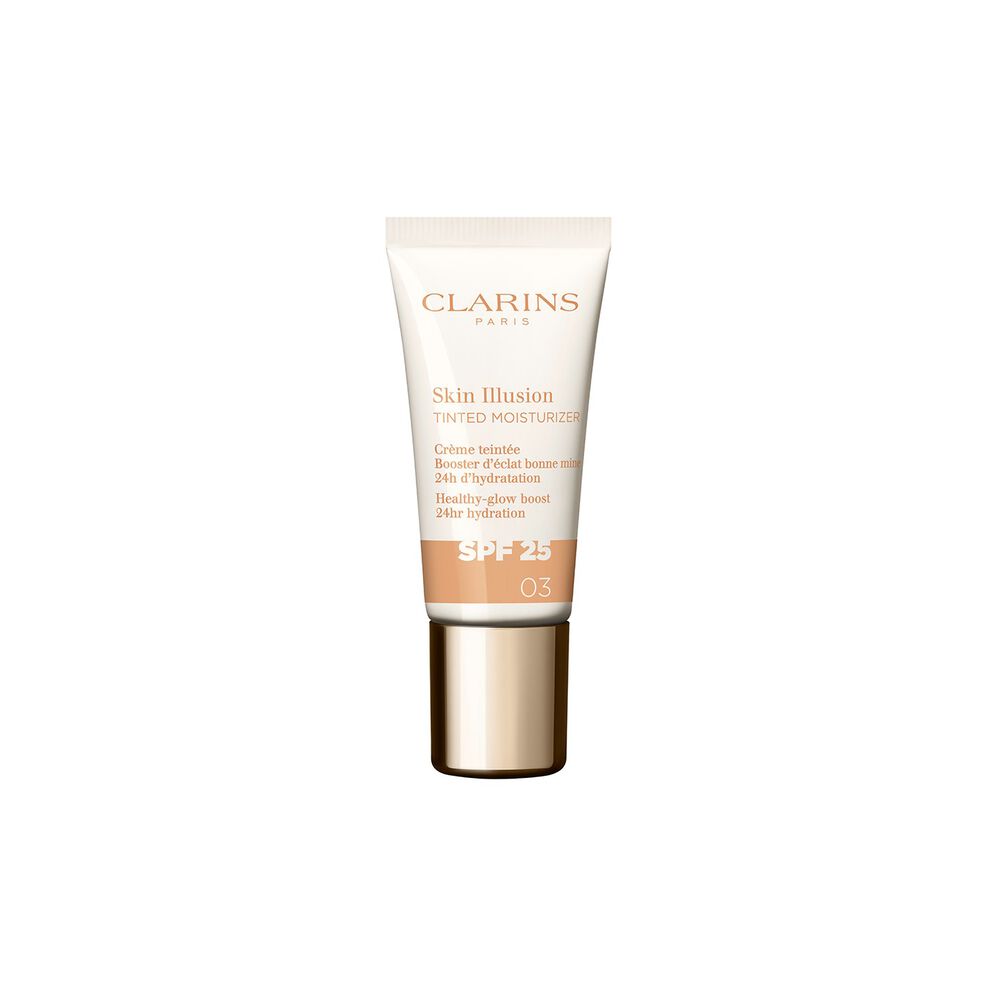 Packshot van de 15 ml tube Skin Perfector Clarins Skin Illusion Tinted Moisturizer met SPF in tint 03