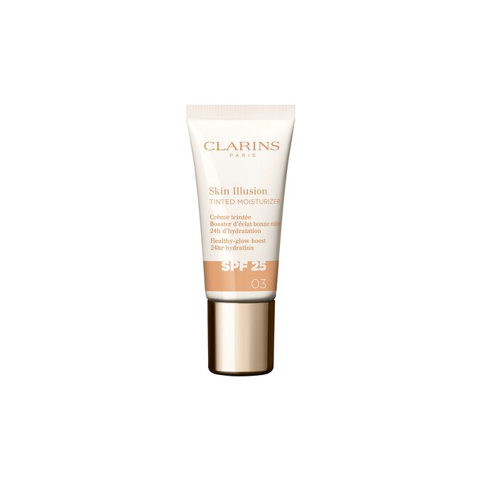 Packshot van de 15 ml tube Skin Perfector Clarins Skin Illusion Tinted Moisturizer met SPF in tint 03
