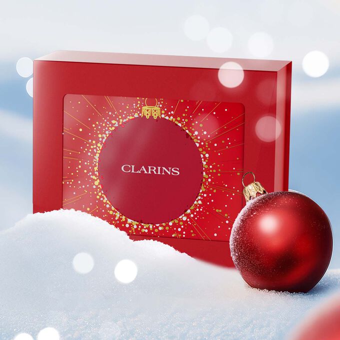 Packshot af Clarins’ 12 Days julekalender med miljøvenligt designet emballage – skabt til at blive genbrugt efter julen er ovre