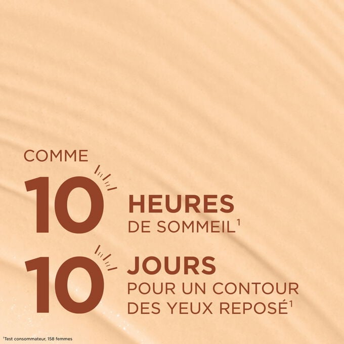 Texture du correcteur pour un effet bonne mine pendant 10&nbsp;heures et un contour des yeux plus frais en 10&nbsp;jours pour un regard repos&eacute;