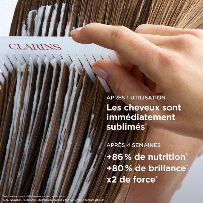 Masque pour cheveux raides : +86&nbsp;% de nutrition et +80 % de brillance pour des cheveux imm&eacute;diatement sublim&eacute;s.