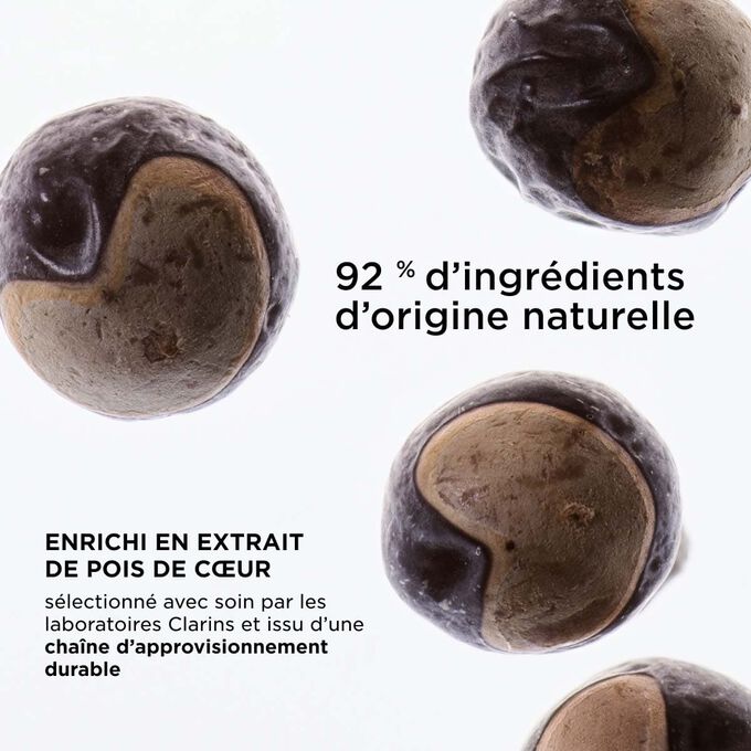 Gros plan sur le pois de c&oelig;ur, illustrant la formule &agrave; 92&nbsp;% d&rsquo;origine naturelle, s&eacute;lectionn&eacute;e et produite de fa&ccedil;on durable.