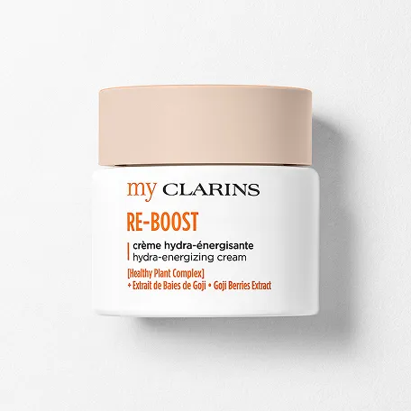 Een productfoto van My Clarins RE-BOOST Hydra-Energizing Cream, die ervoor zorgt dat de huid er gezond blijft uitzien