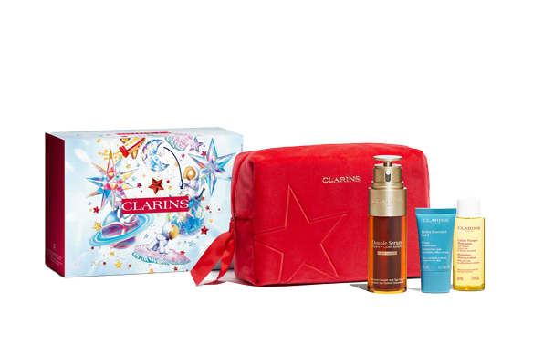 Coffret Double Serum Light Texture avec dose d'essai Masque-Crème Cryo-Flash & dose d'essai Baume Beauté Éclair Instantanée, dans une pochette